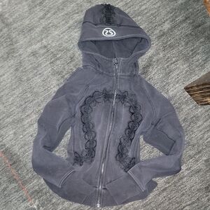 Limited Edition Black Zipper Hoodie with Lace Detail